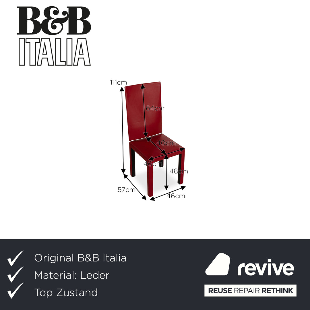 Set of 6 B&amp;B Italia Arcadia Leather Chair Red Dining Room Arcalla