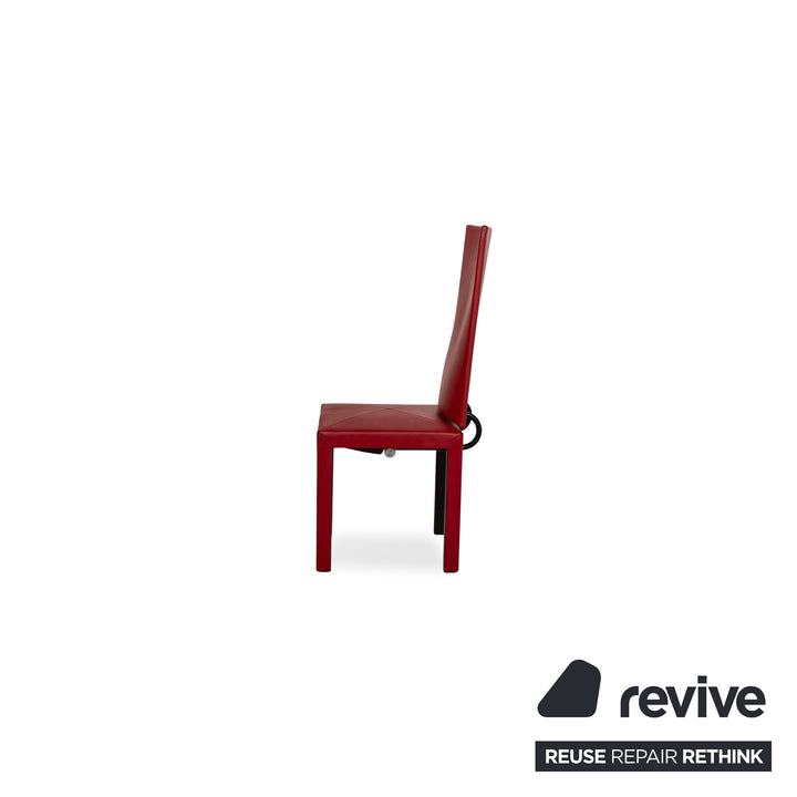Set of 6 B&amp;B Italia Arcadia Leather Chair Red Dining Room Arcalla