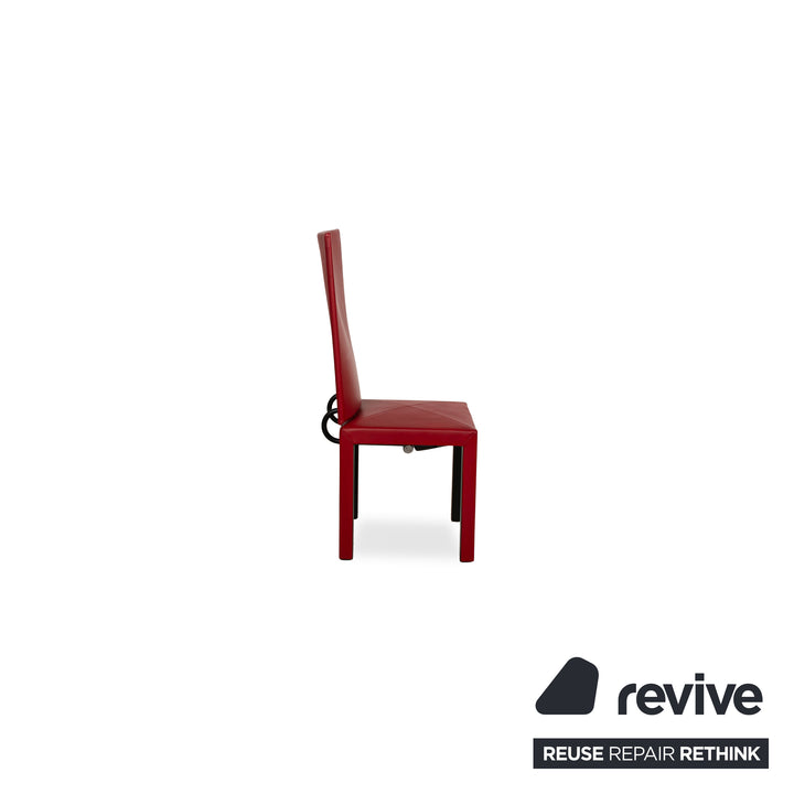 Set of 6 B&amp;B Italia Arcadia Leather Chair Red Dining Room Arcalla
