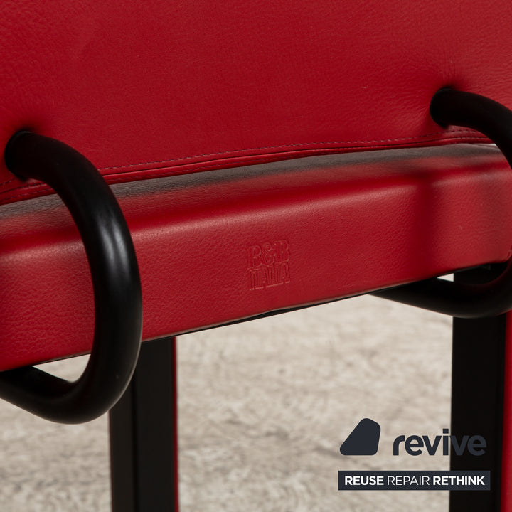 Set of 6 B&amp;B Italia Arcadia Leather Chair Red Dining Room Arcalla