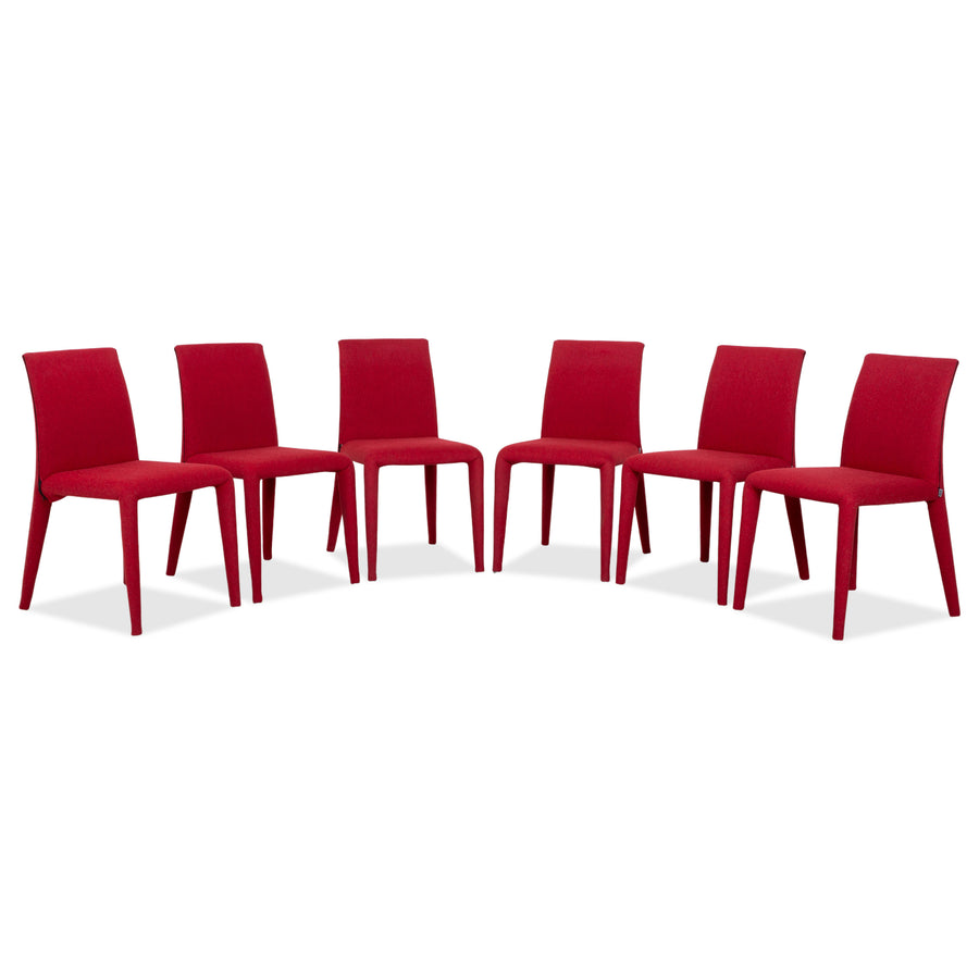 Set of 6 B&B Italia Vol Au Vent Chairs Fabric Red Wine Red Dining Room