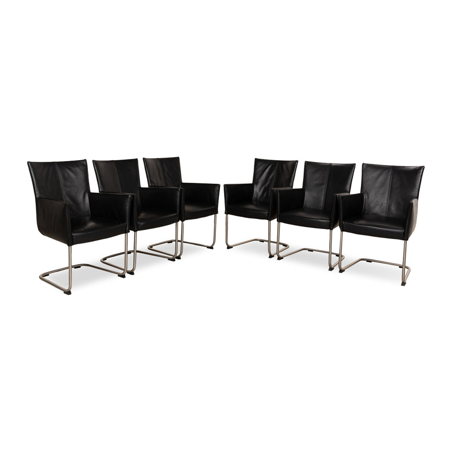Set of 6 bert plantagie Amie leather chair black