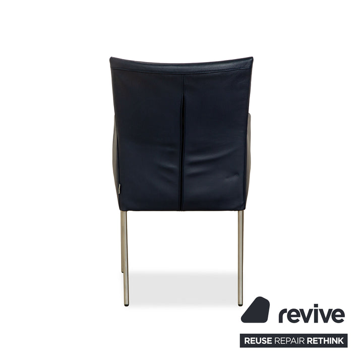 6er Garnitur bert plantagie ARC-E Leder Stuhl Blau Marine