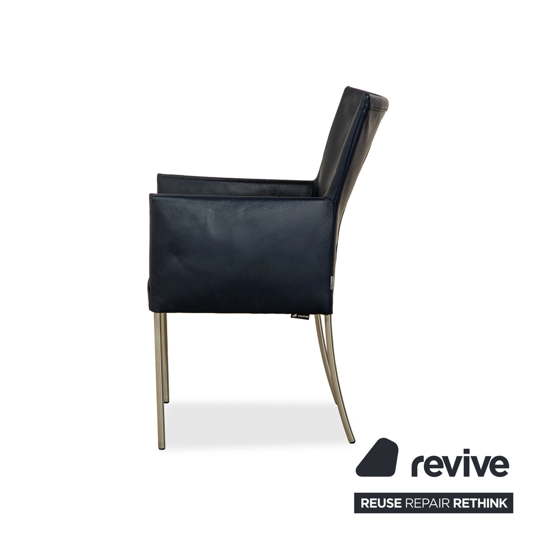 Ensemble de 6 chaises Bert Plantagie ARC-E en cuir bleu marine