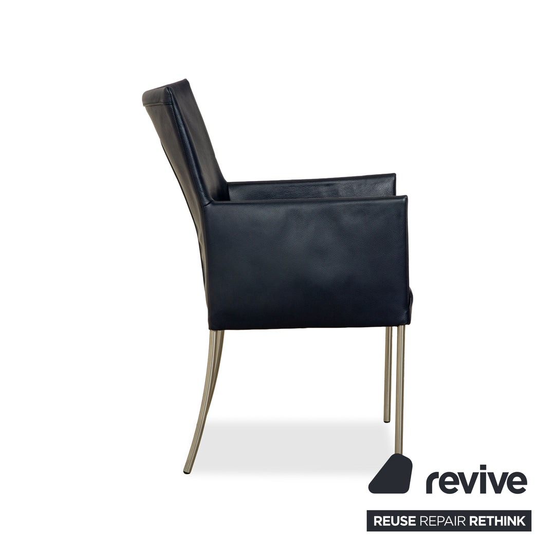 Ensemble de 6 chaises Bert Plantagie ARC-E en cuir bleu marine