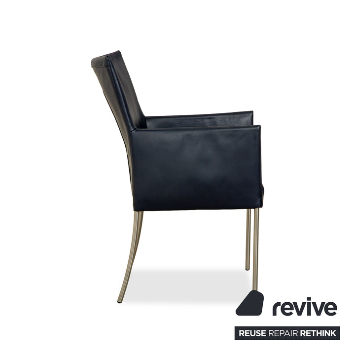 6er Garnitur bert plantagie ARC-E Leder Stuhl Blau Marine