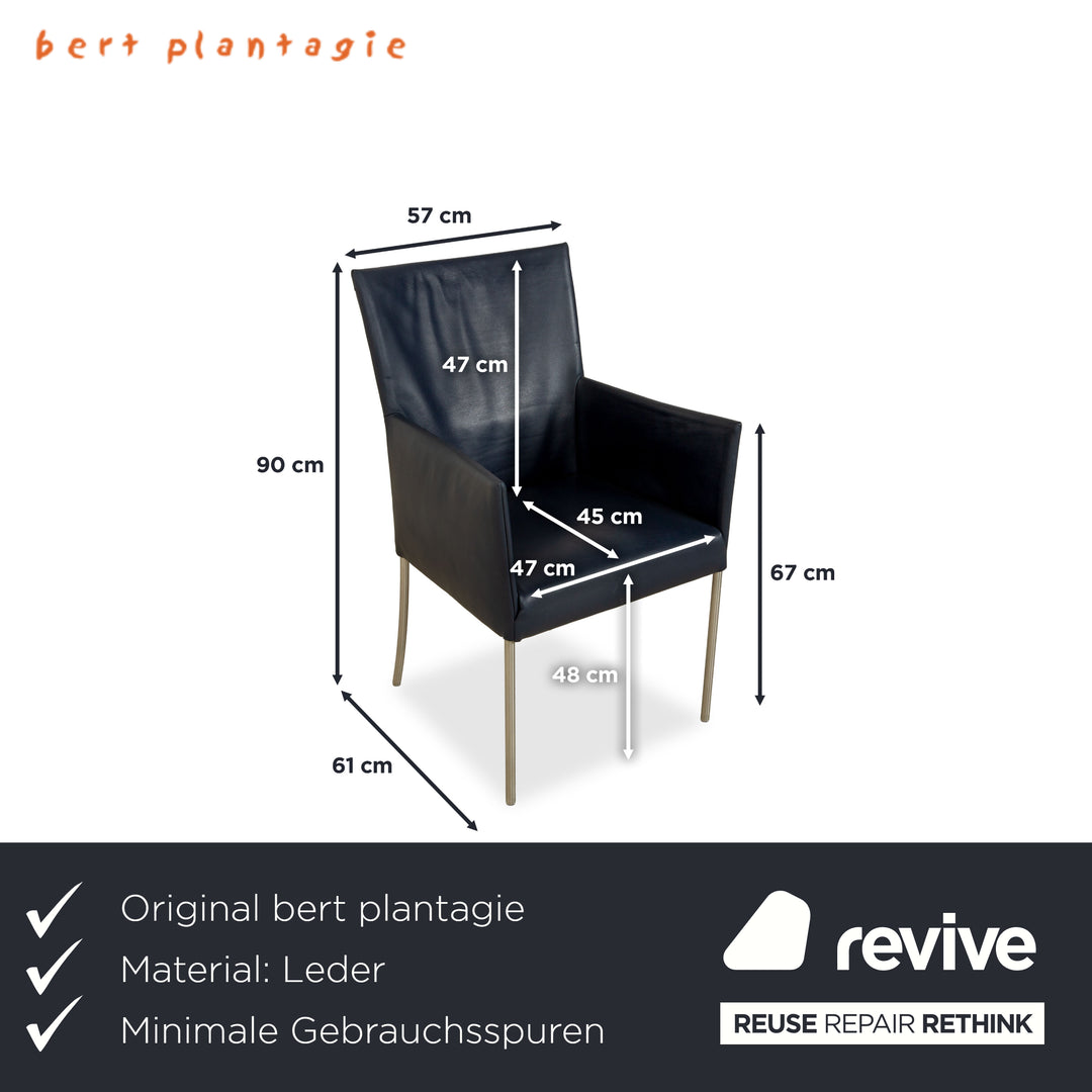 6er Garnitur bert plantagie ARC-E Leder Stuhl Blau Marine