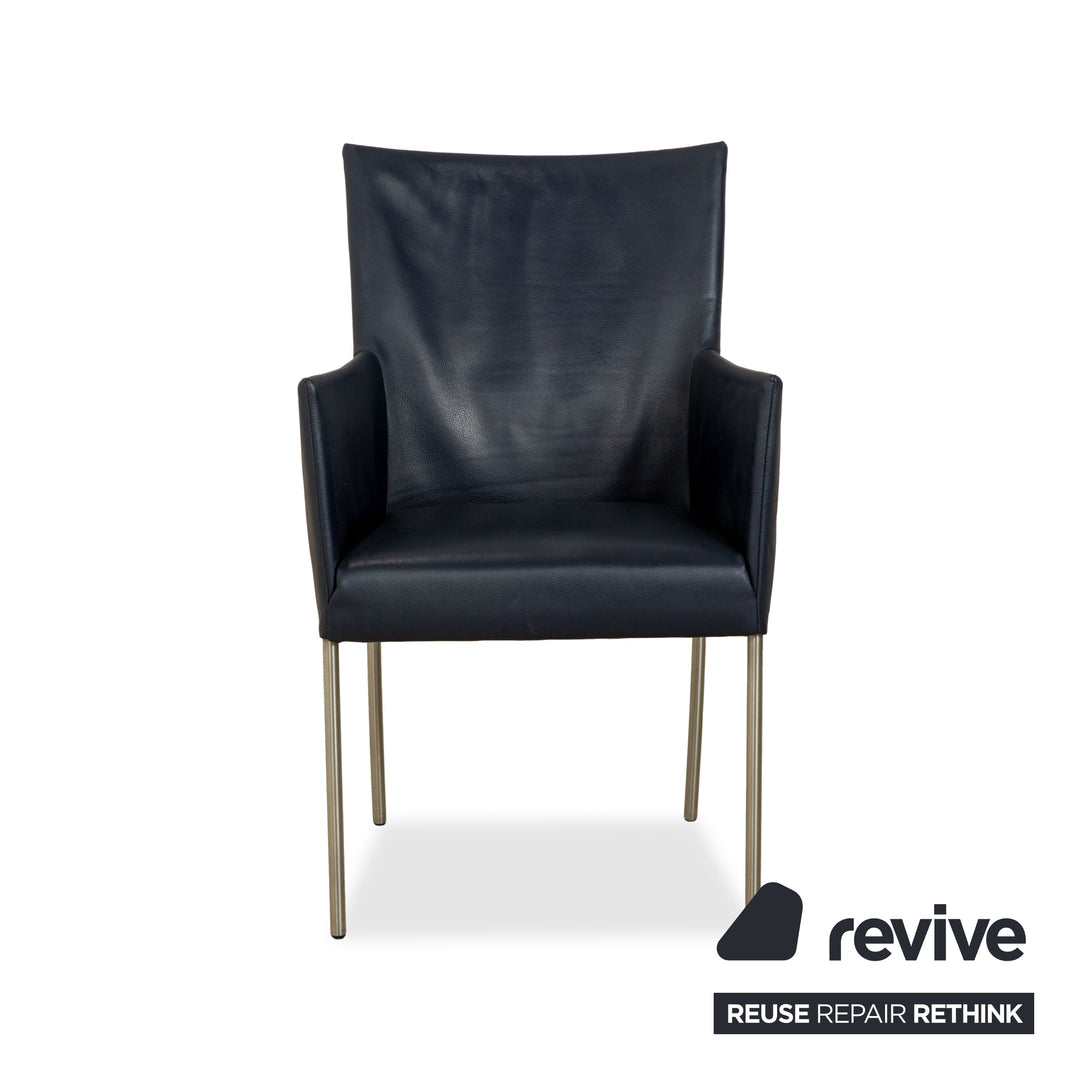 6er Garnitur bert plantagie ARC-E Leder Stuhl Blau Marine