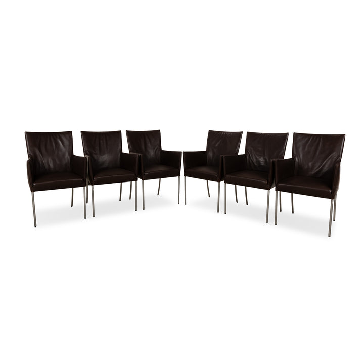 6er Garnitur bert plantagie ARC-E Leder Stuhl Braun Esszimmer
