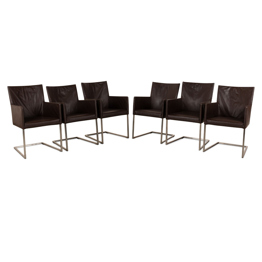 Set of 6 bert plantagie ARC-E leather chair brown