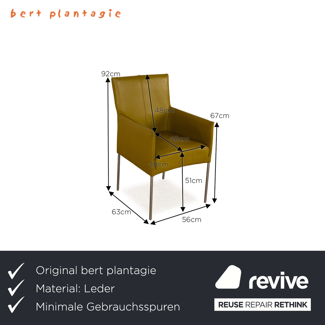 6er Garnitur Bert Plantagie ARC-E Leder Stuhl Grün Gelb