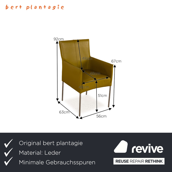 6er Garnitur Bert Plantagie ARC-E Leder Stuhl Grün Gelb