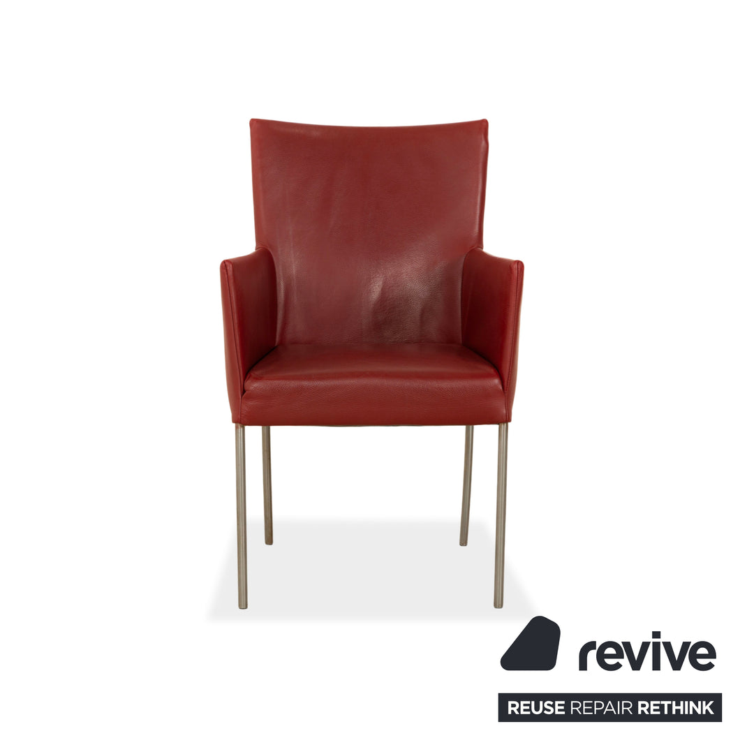 Set of 6 bert plantagie ARC-E leather chairs red dining room