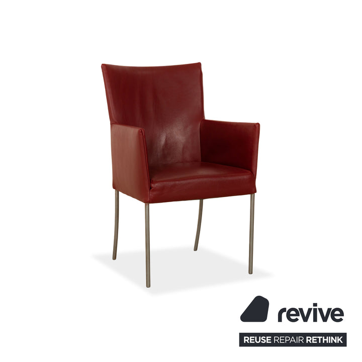 Set of 6 bert plantagie ARC-E leather chairs red dining room