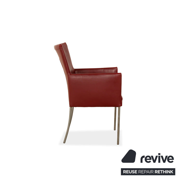 Set of 6 bert plantagie ARC-E leather chairs red dining room
