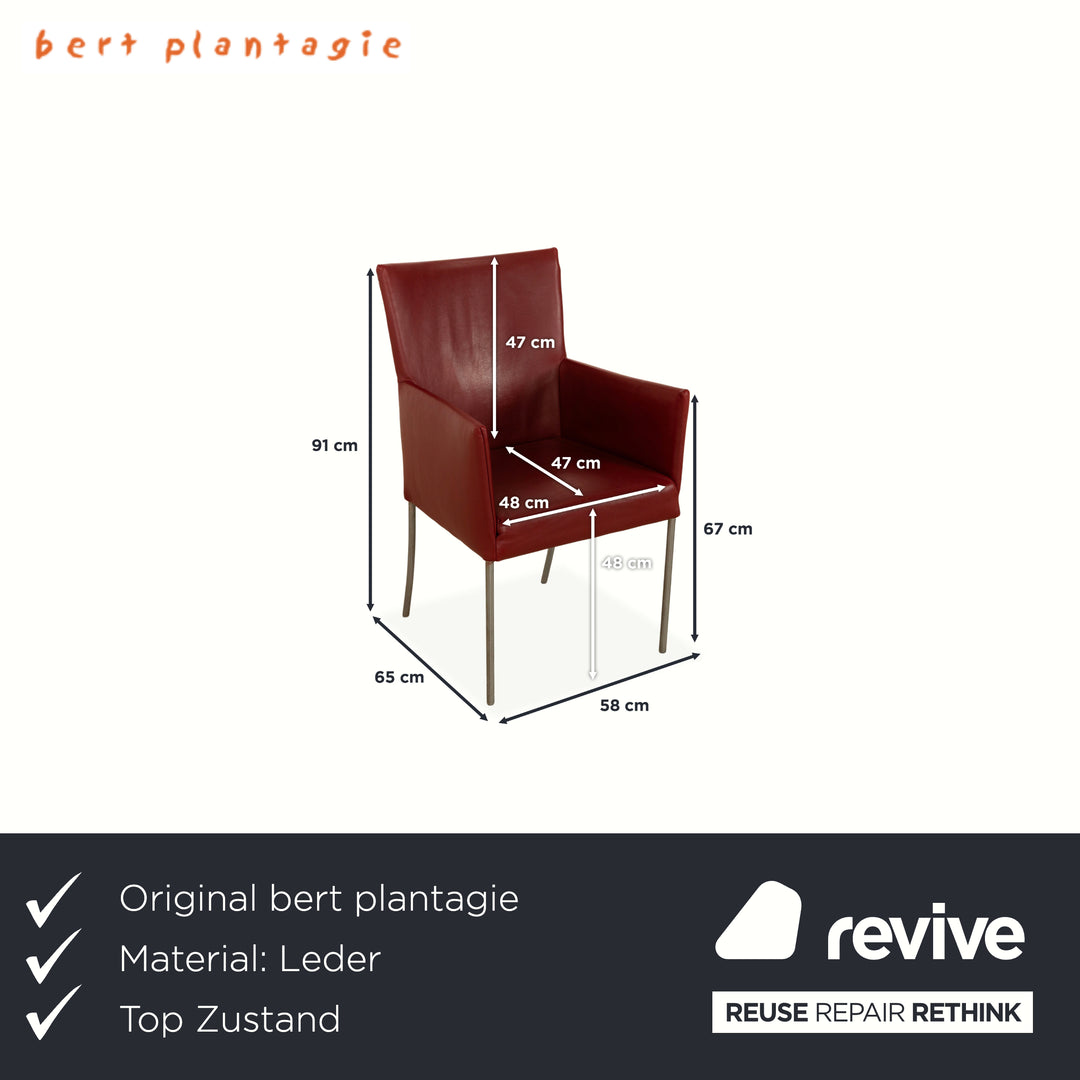 Set of 6 bert plantagie ARC-E leather chairs red dining room