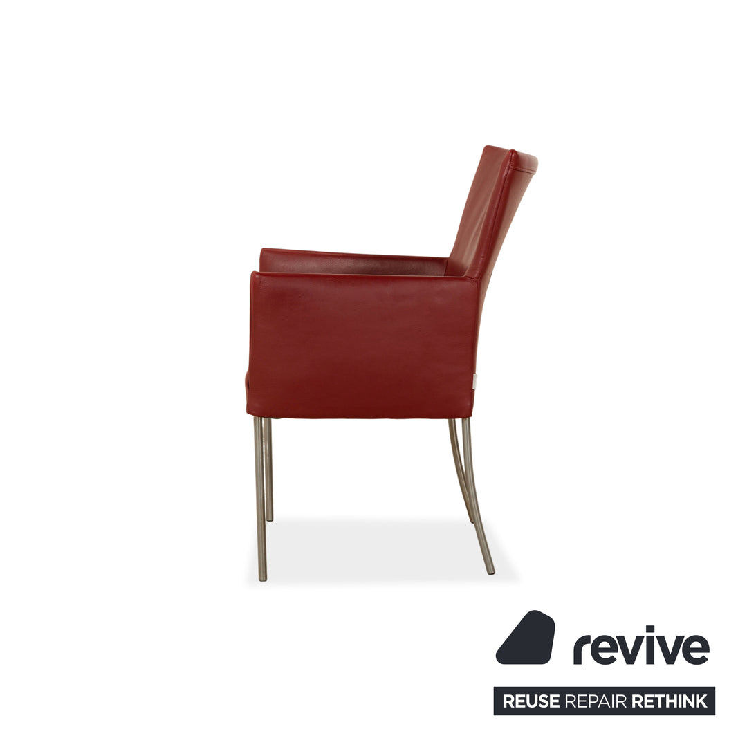 Set of 6 bert plantagie ARC-E leather chairs red dining room