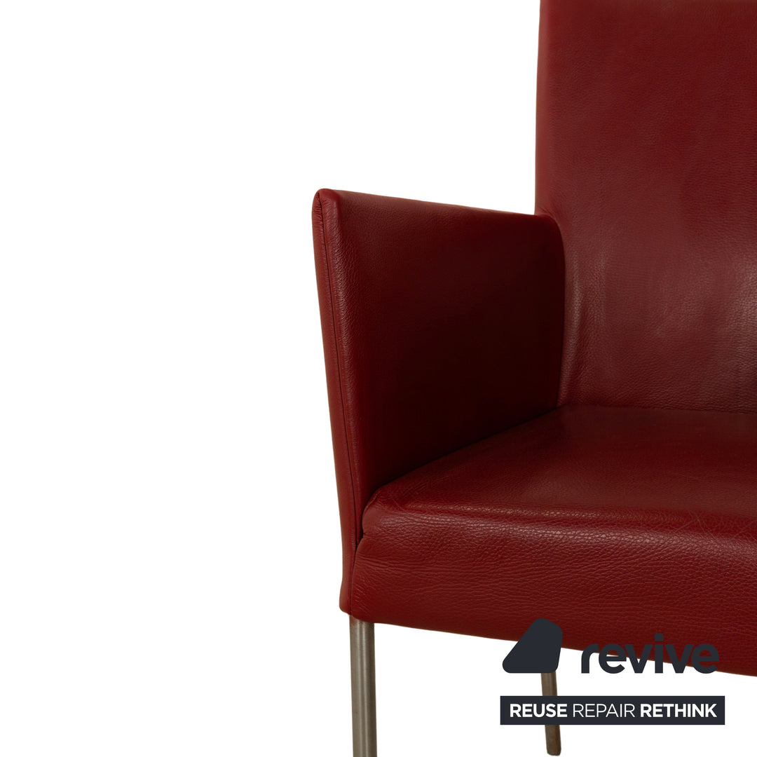 Set of 6 bert plantagie ARC-E leather chairs red dining room