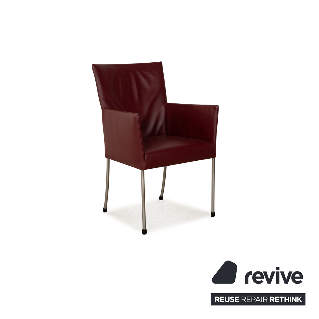 Lot de 6 chaises bert plantagie ARC-E cuir rouge vin rouge