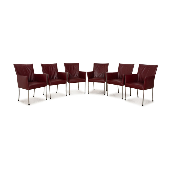 Lot de 6 chaises bert plantagie ARC-E cuir rouge vin rouge