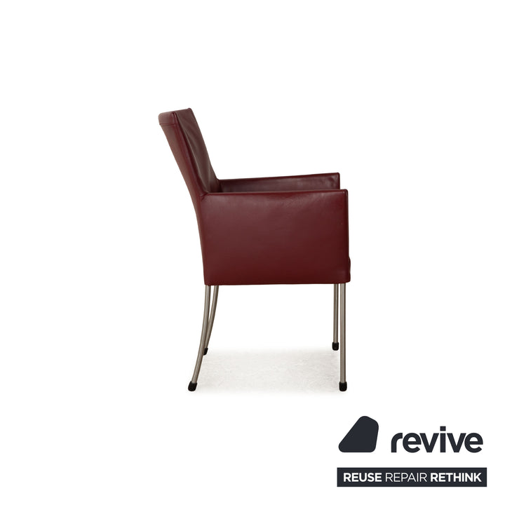 Lot de 6 chaises bert plantagie ARC-E cuir rouge vin rouge