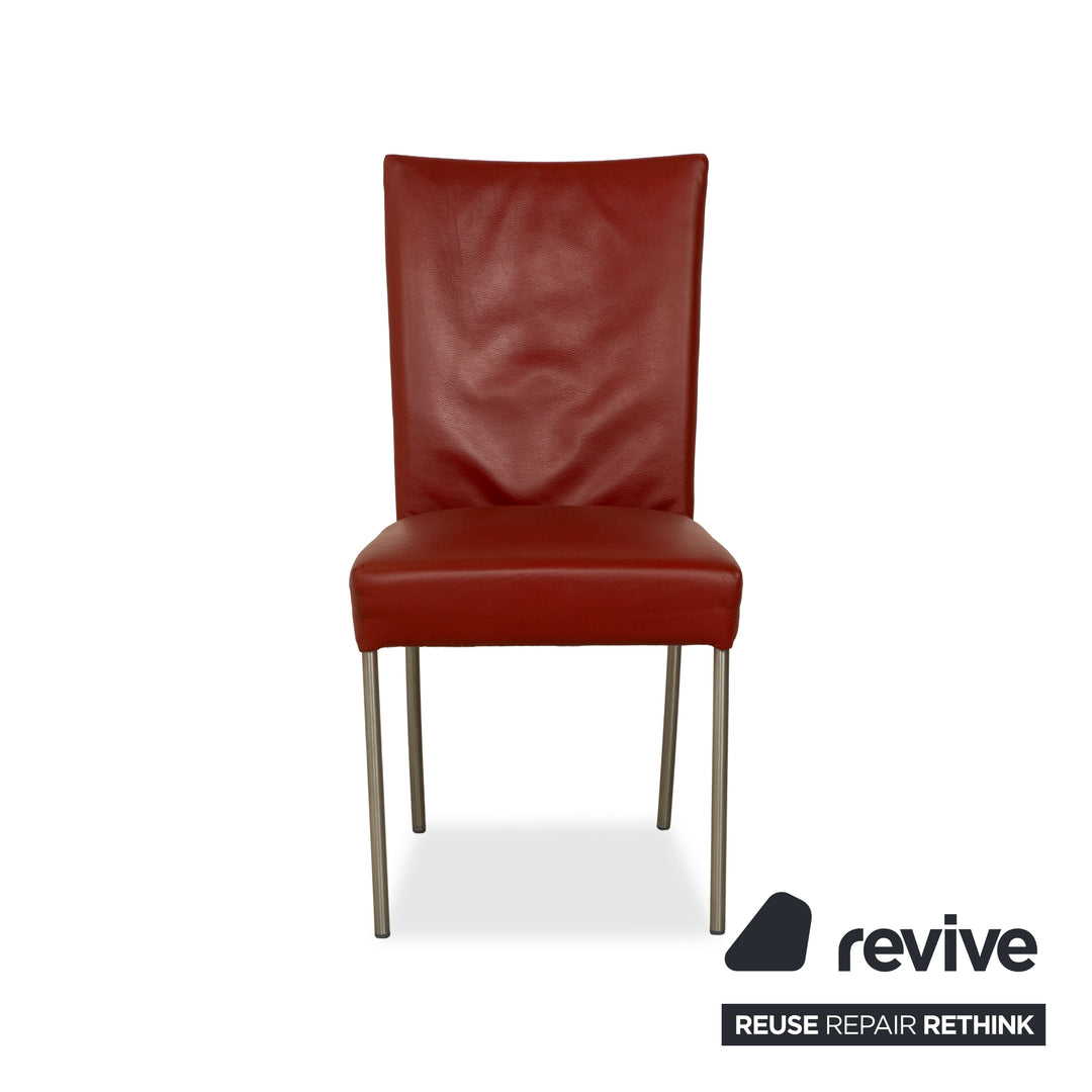 Set of 6 bert plantagie Felp leather chairs red Bordeaux wine