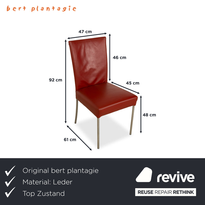 6er Garnitur bert plantagie Felp Leder Stuhl Rot Bordeaux Wein