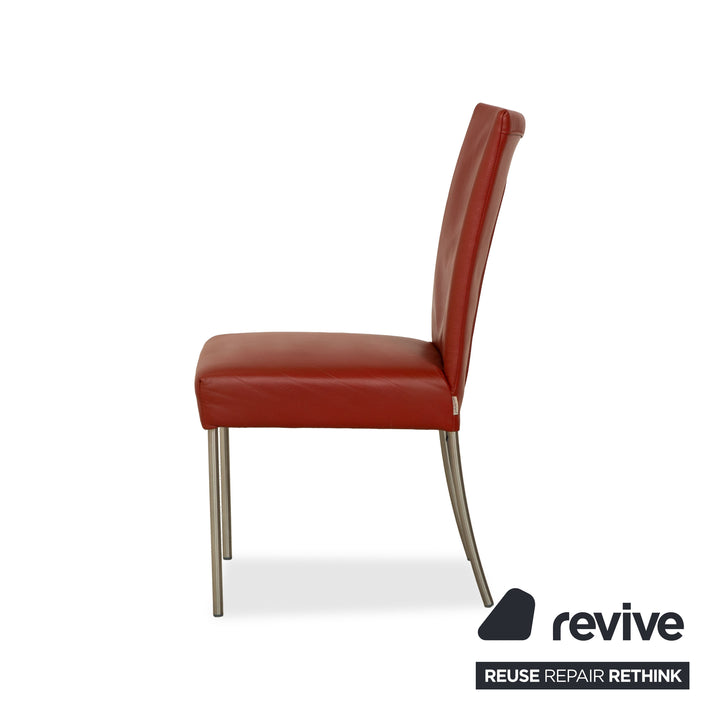 Set of 6 bert plantagie Felp leather chairs red Bordeaux wine