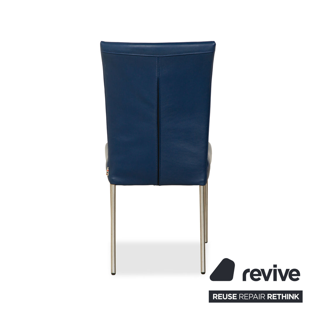 Set of 6 bert plantagie leather chairs blue dark blue navy blue dining room