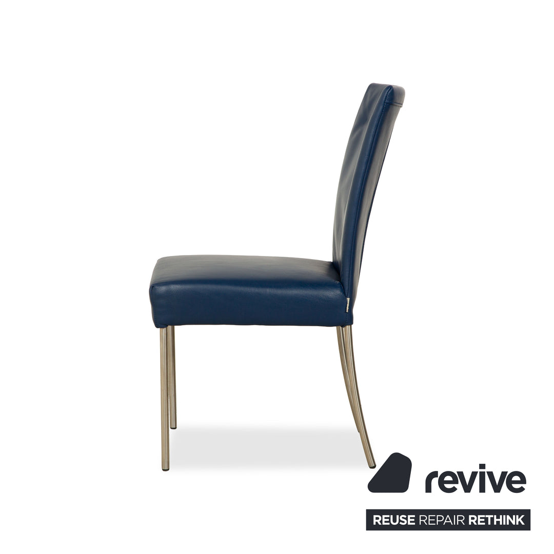 Set of 6 bert plantagie leather chairs blue dark blue navy blue dining room