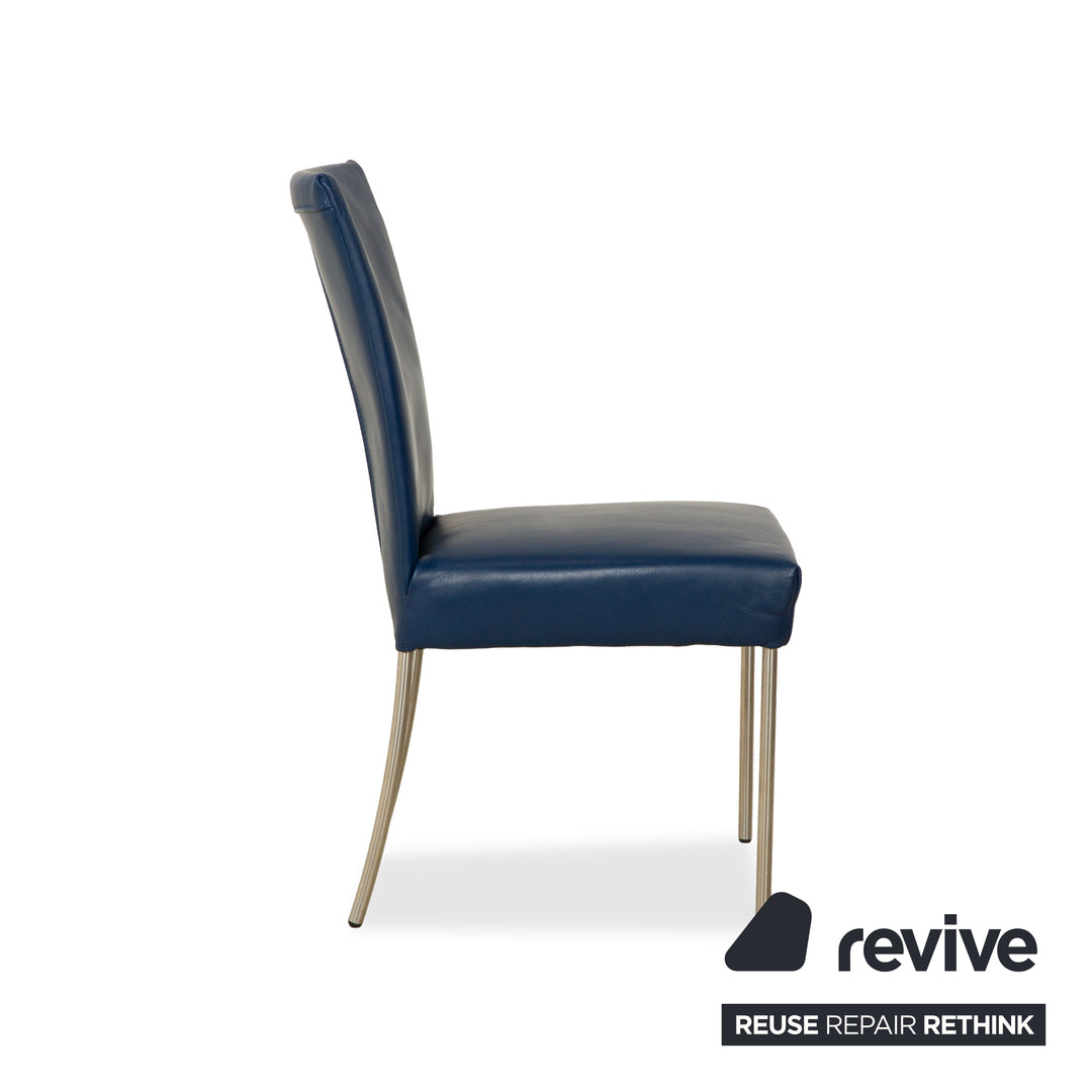 Set of 6 bert plantagie leather chairs blue dark blue navy blue dining room