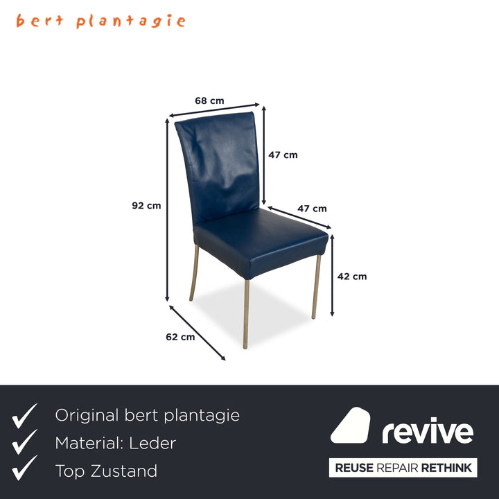 Set of 6 bert plantagie leather chairs blue dark blue navy blue dining room