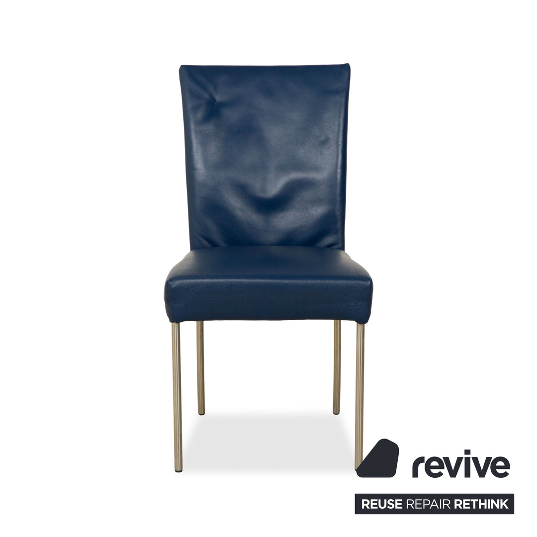 Set of 6 bert plantagie leather chairs blue dark blue navy blue dining room