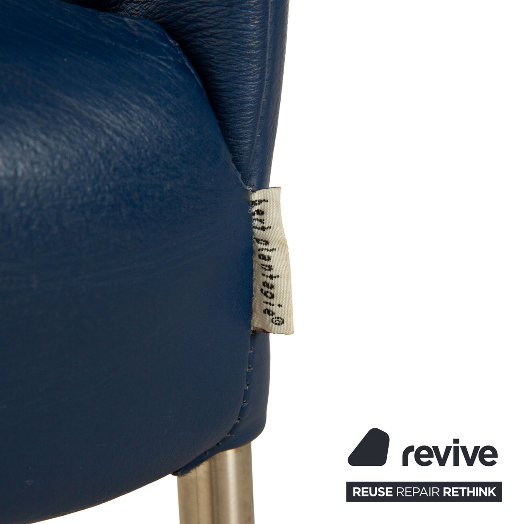 Set of 6 bert plantagie leather chairs blue dark blue navy blue dining room
