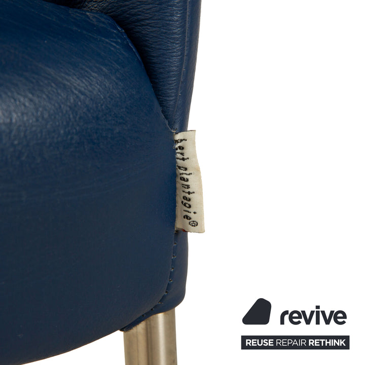Set of 6 bert plantagie leather chairs blue dark blue navy blue dining room