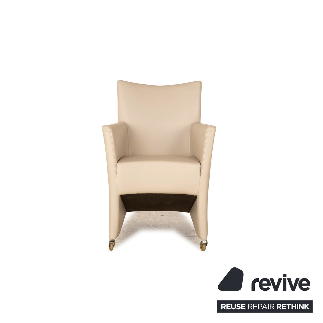 Lot de 6 chaises en cuir Bert Plantagie salle à manger beige crème