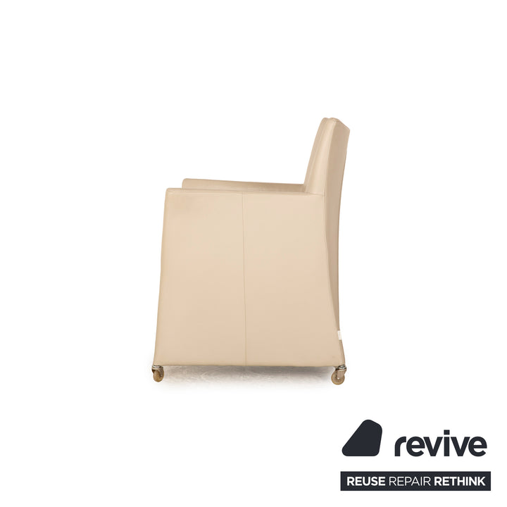 Lot de 6 chaises en cuir Bert Plantagie salle à manger beige crème