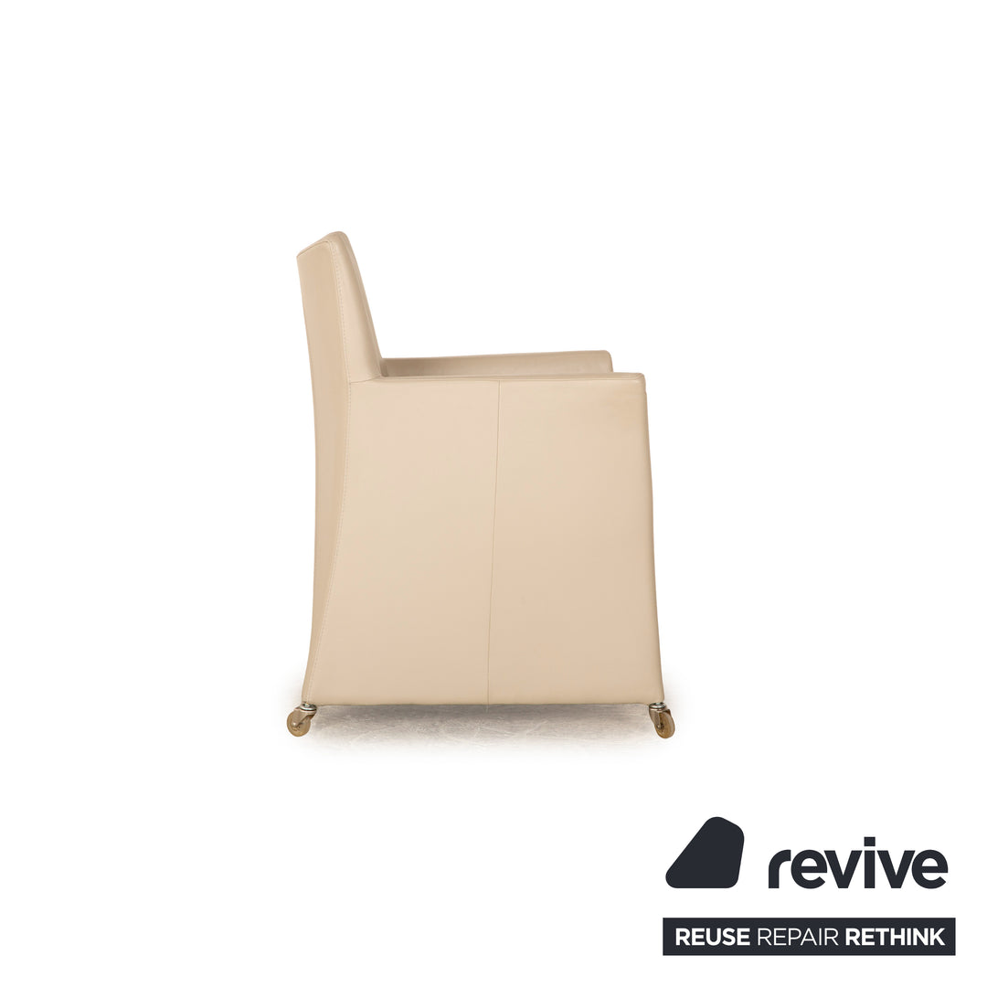 Lot de 6 chaises en cuir Bert Plantagie salle à manger beige crème