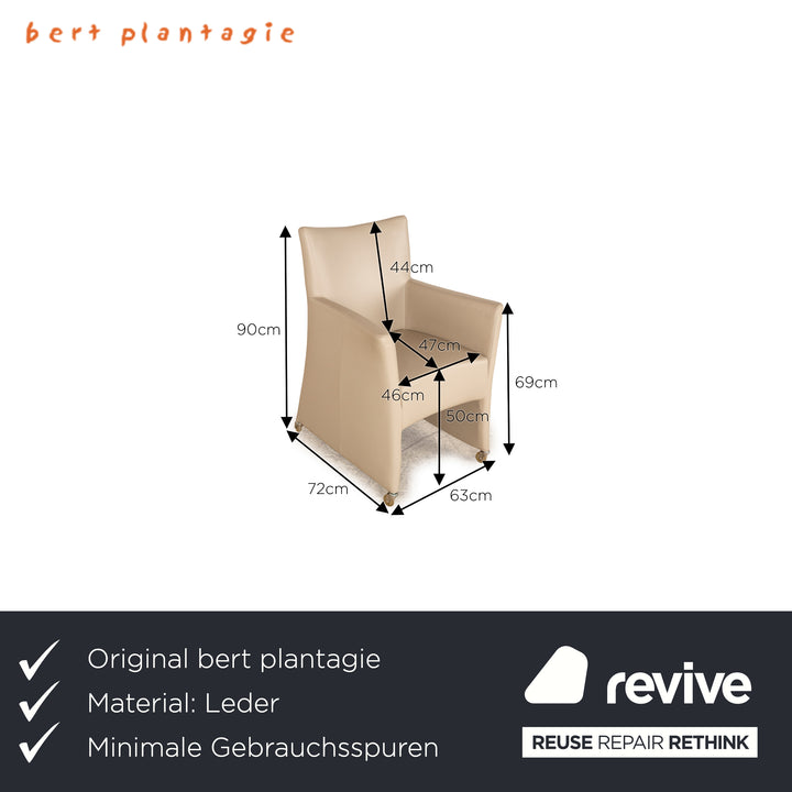 Lot de 6 chaises en cuir Bert Plantagie salle à manger beige crème