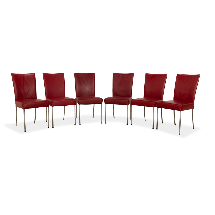 6er Garnitur bert plantagie Leder Stuhl Rot Esszimmer