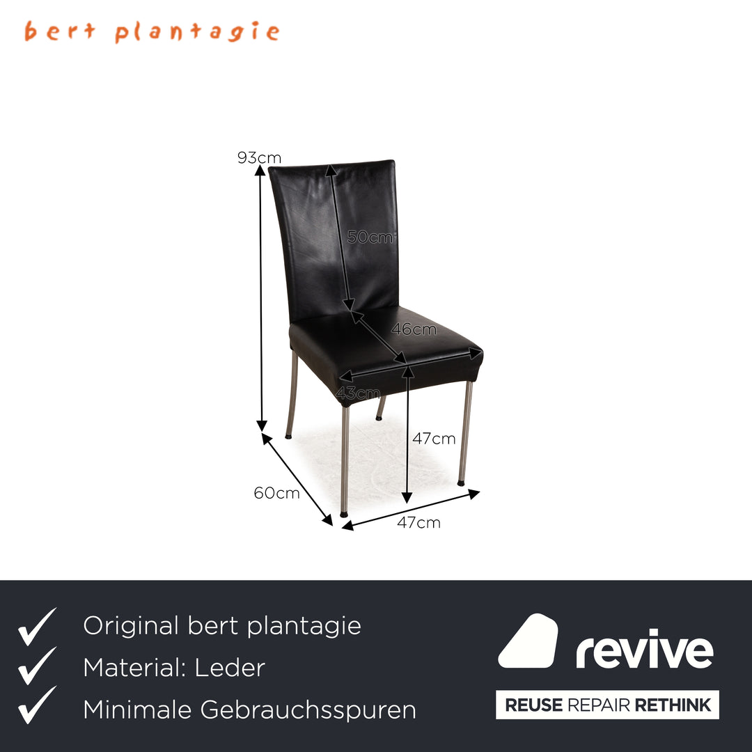 6er Stuhl-Garnitur Bert Plantagie Leder Stuhl Schwarz