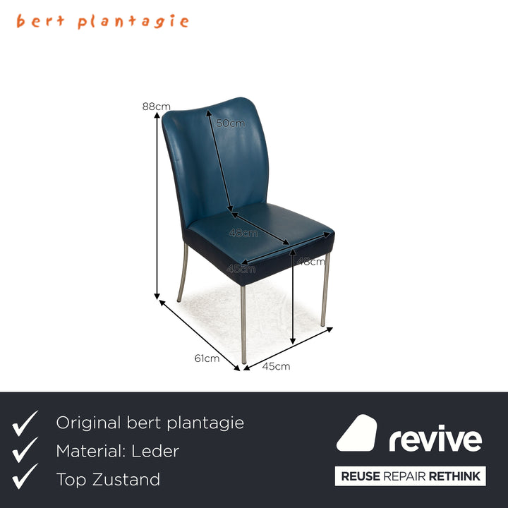 6er Garnitur bert plantagie Spargo Leder Stuhl Blau Esszimmer