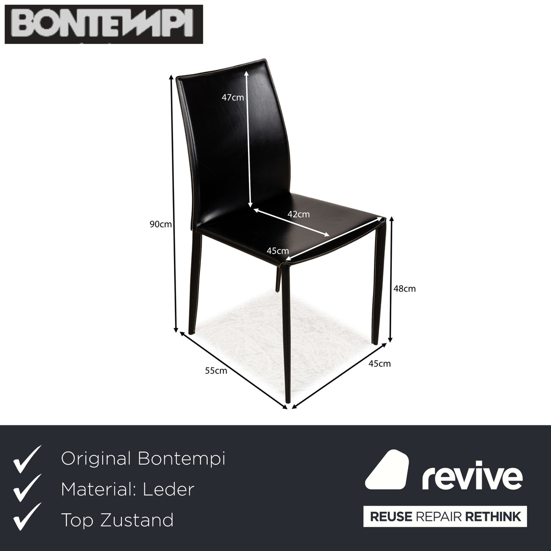 6er Stuhl-Garnitur Bontempi Linda Leder Schwarz Esszimmerstühle