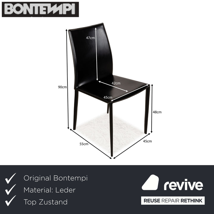 6er Stuhl-Garnitur Bontempi Linda Leder Schwarz Esszimmerstühle