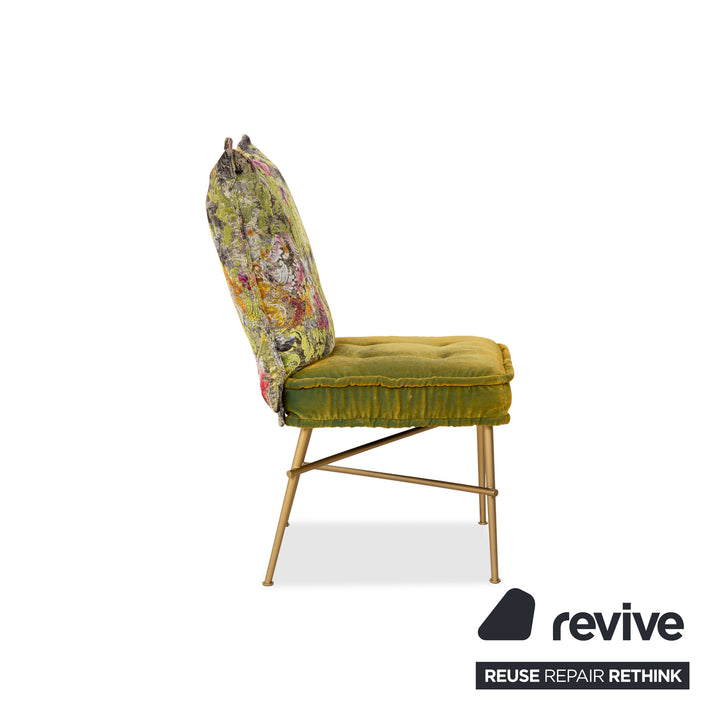 Set of 6 Bretz Ohlinda fabric chairs green midsummer olive colorful floral pattern velvet dining room