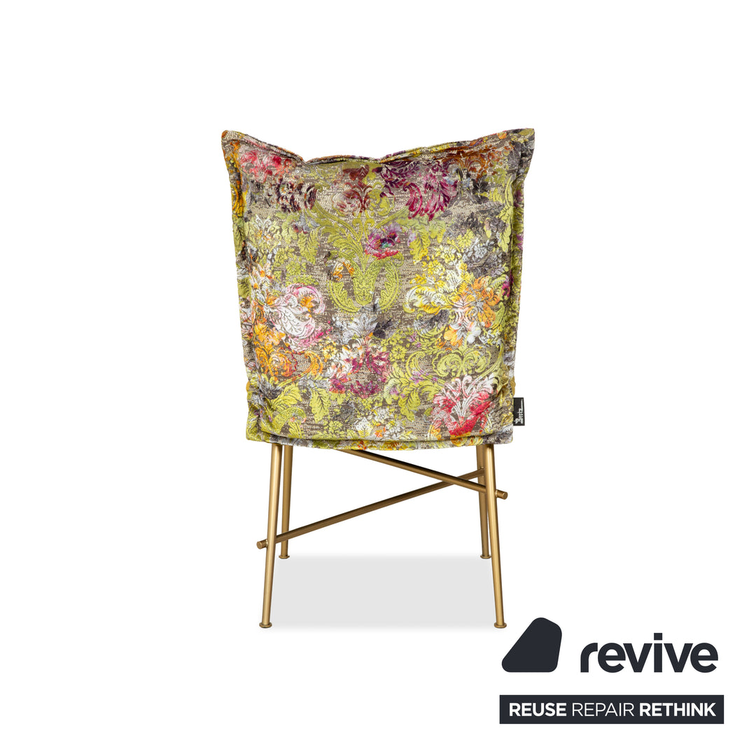 Set of 6 Bretz Ohlinda fabric chairs green midsummer olive colorful floral pattern velvet dining room