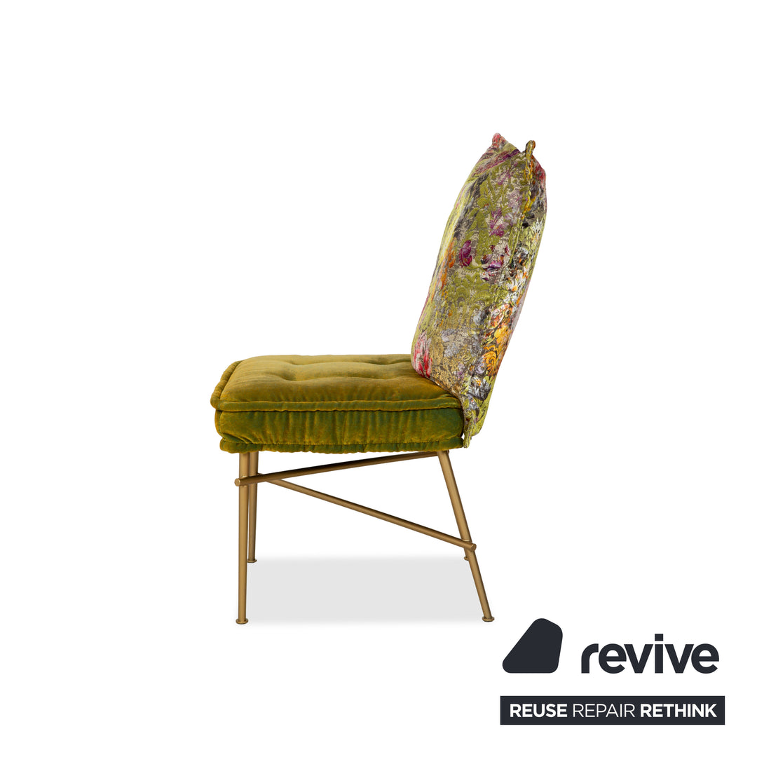 Set of 6 Bretz Ohlinda fabric chairs green midsummer olive colorful floral pattern velvet dining room