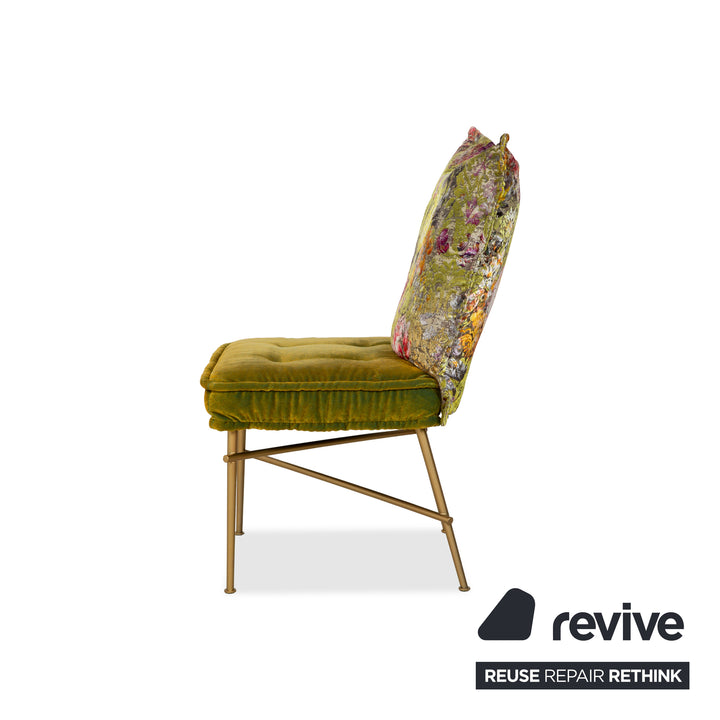 Set of 6 Bretz Ohlinda fabric chairs green midsummer olive colorful floral pattern velvet dining room