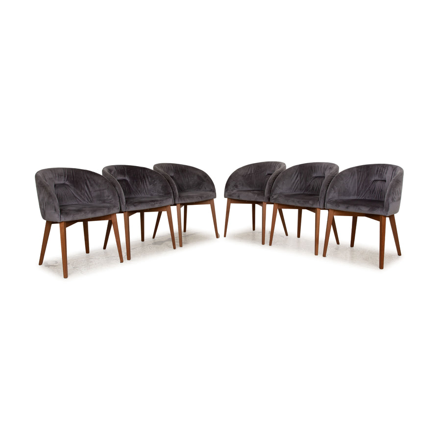 Set of 6 Calligaris Rosie fabric chairs grey