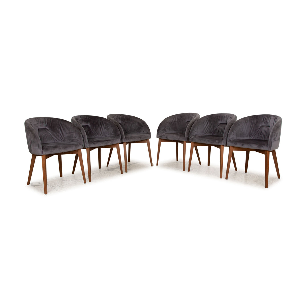 Lot de 6 chaises Calligaris Rosie en tissu gris